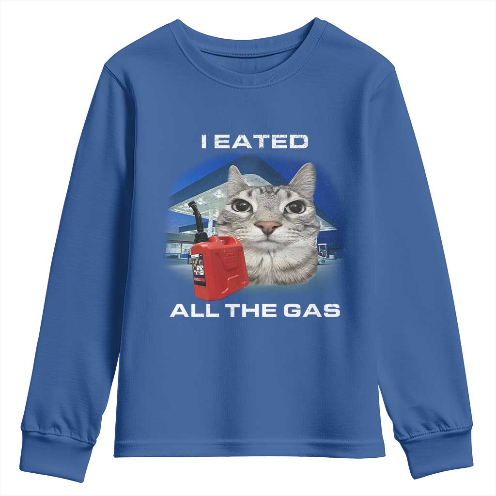 Sarcastic Cat Meme Youth Sweatshirt Funny Retro I Eated All The Gas Gen Z Humor - Wonder Print Shop