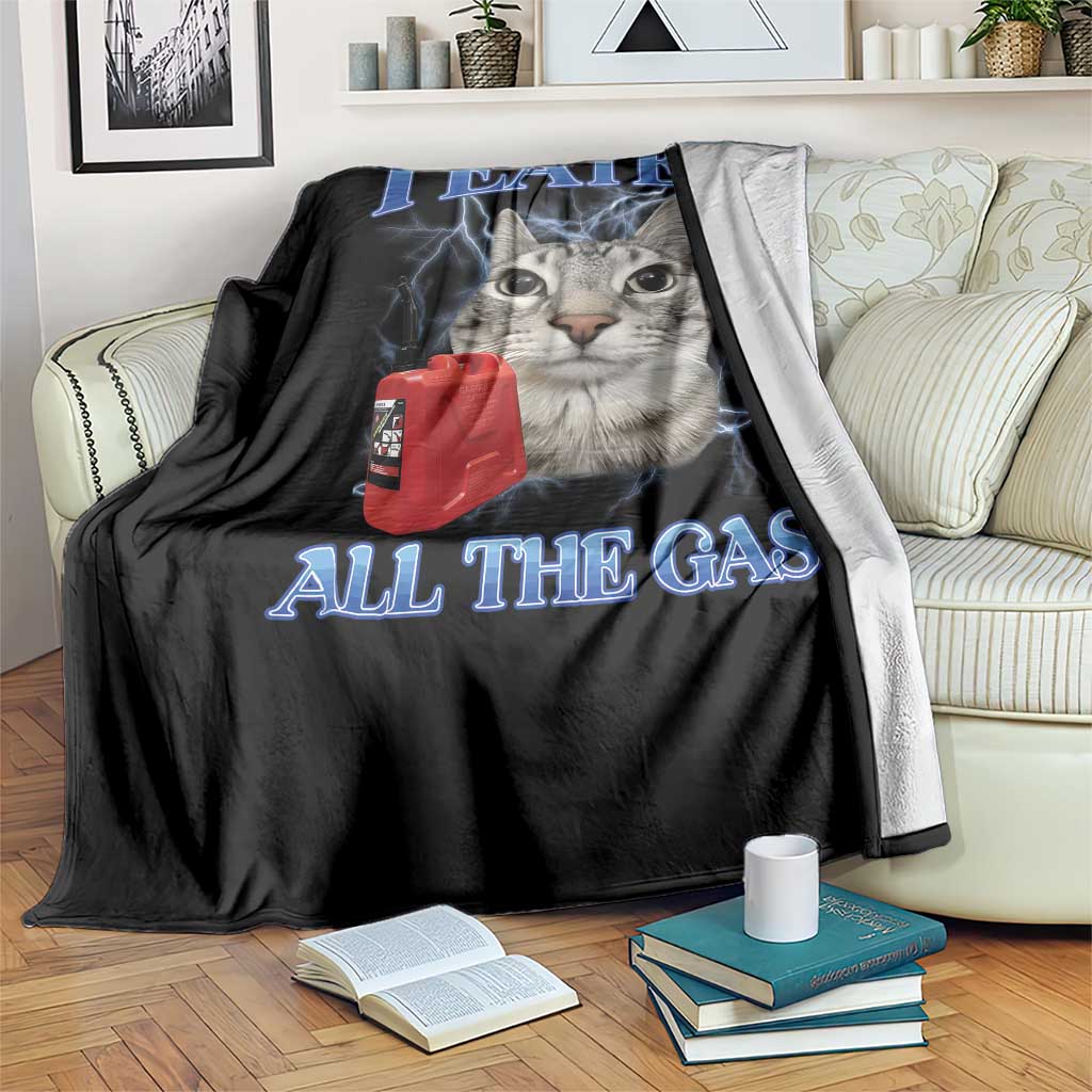 Sarcastic Cat Meme Throw Blanket I Eated All The Gas Gen Z Humor Bootleg - Wonder Print Shop