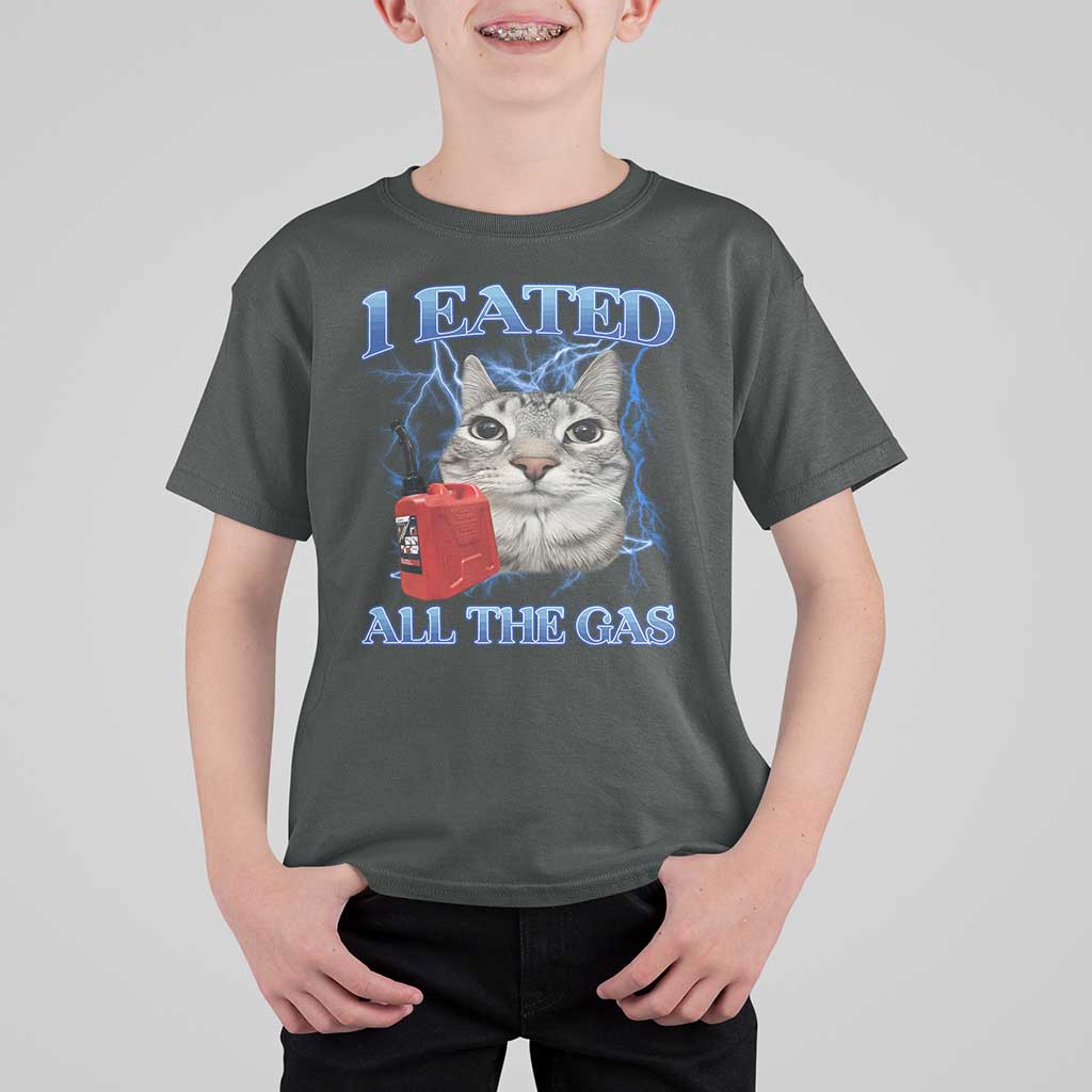 Sarcastic Cat Meme T Shirt For Kid I Eated All The Gas Gen Z Humor Bootleg - Wonder Print Shop