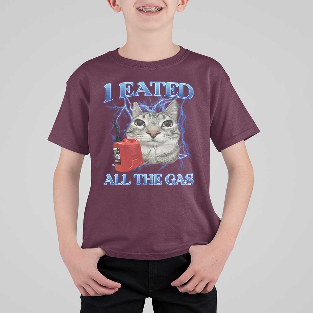 Sarcastic Cat Meme T Shirt For Kid I Eated All The Gas Gen Z Humor Bootleg - Wonder Print Shop