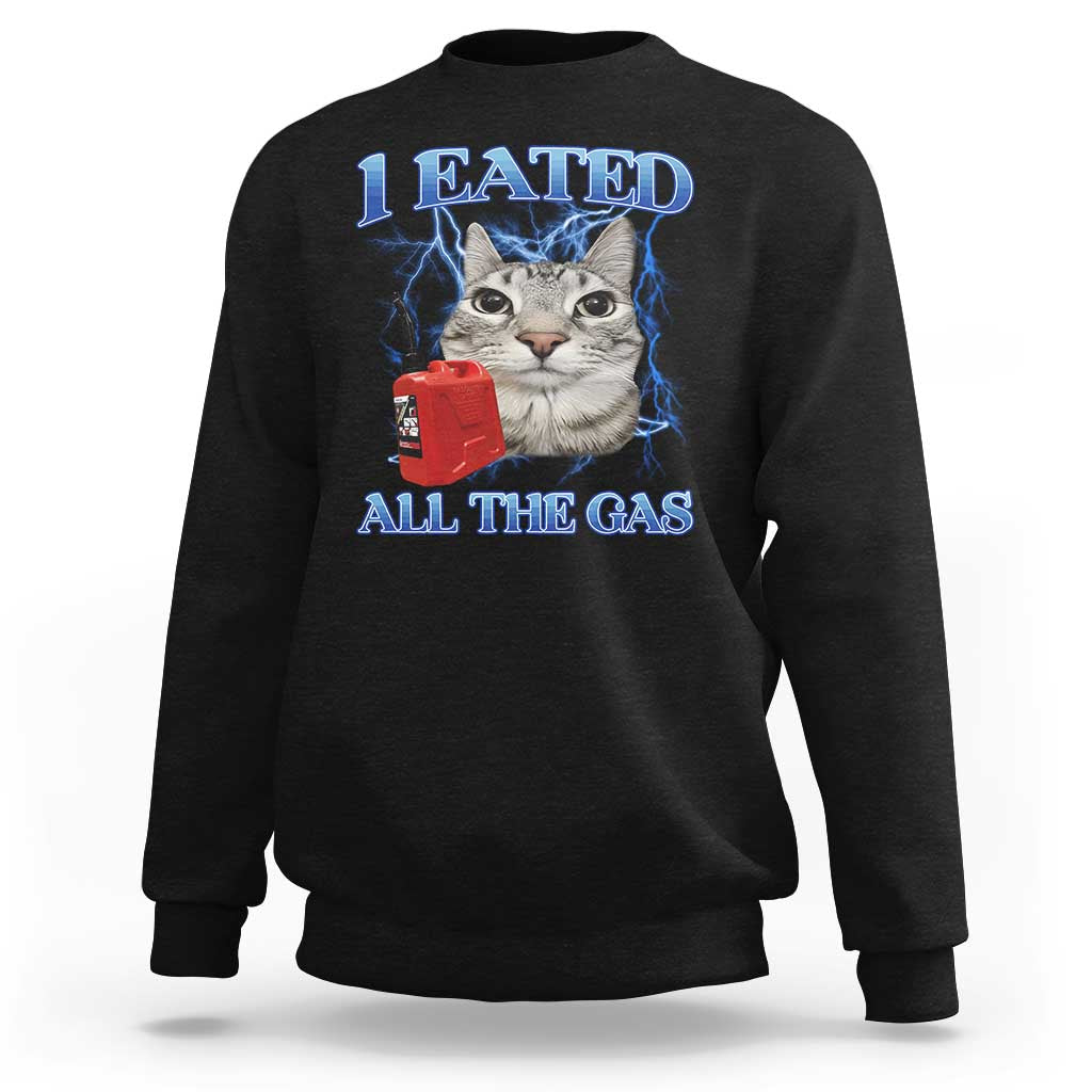 Sarcastic Cat Meme Sweatshirt I Eated All The Gas Gen Z Humor Bootleg - Wonder Print Shop