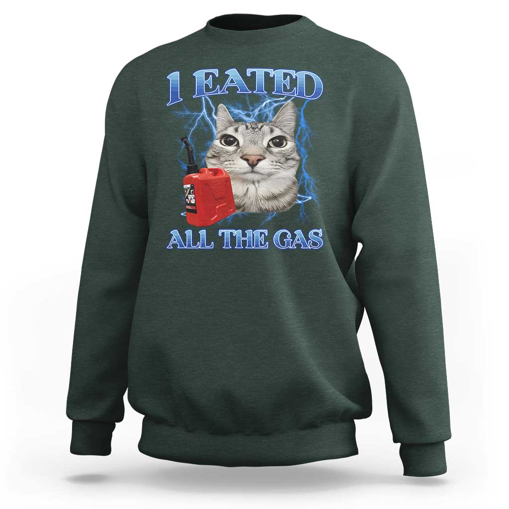 Sarcastic Cat Meme Sweatshirt I Eated All The Gas Gen Z Humor Bootleg - Wonder Print Shop