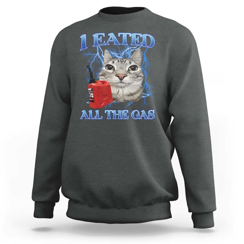 Sarcastic Cat Meme Sweatshirt I Eated All The Gas Gen Z Humor Bootleg - Wonder Print Shop