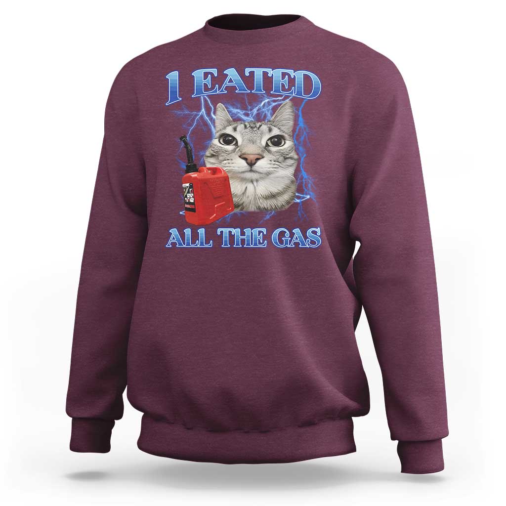 Sarcastic Cat Meme Sweatshirt I Eated All The Gas Gen Z Humor Bootleg - Wonder Print Shop