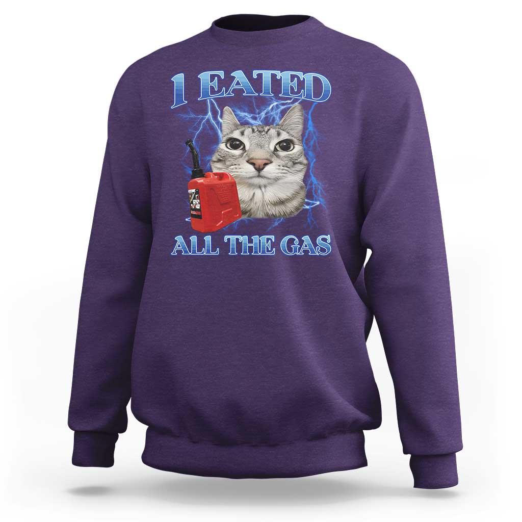 Sarcastic Cat Meme Sweatshirt I Eated All The Gas Gen Z Humor Bootleg - Wonder Print Shop