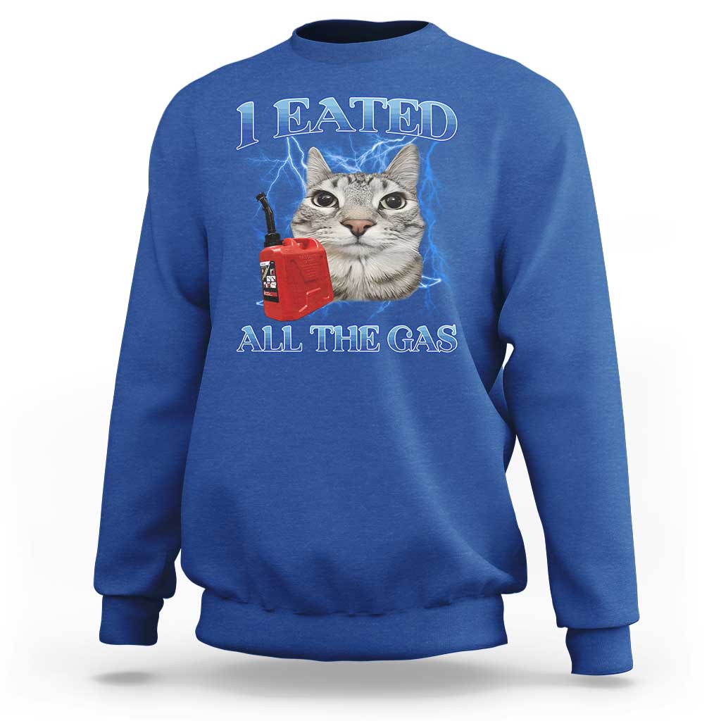Sarcastic Cat Meme Sweatshirt I Eated All The Gas Gen Z Humor Bootleg - Wonder Print Shop