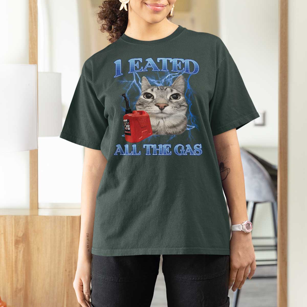 Sarcastic Cat Meme T Shirt For Women I Eated All The Gas Gen Z Humor Bootleg - Wonder Print Shop