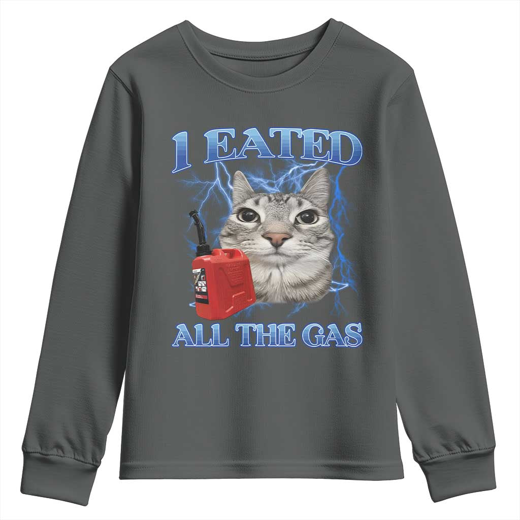 Sarcastic Cat Meme Youth Sweatshirt I Eated All The Gas Gen Z Humor Bootleg - Wonder Print Shop