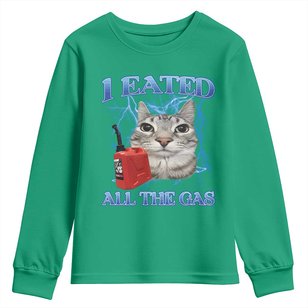 Sarcastic Cat Meme Youth Sweatshirt I Eated All The Gas Gen Z Humor Bootleg - Wonder Print Shop