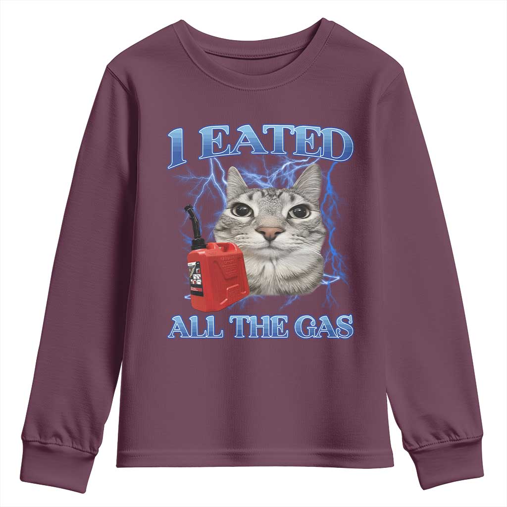 Sarcastic Cat Meme Youth Sweatshirt I Eated All The Gas Gen Z Humor Bootleg - Wonder Print Shop