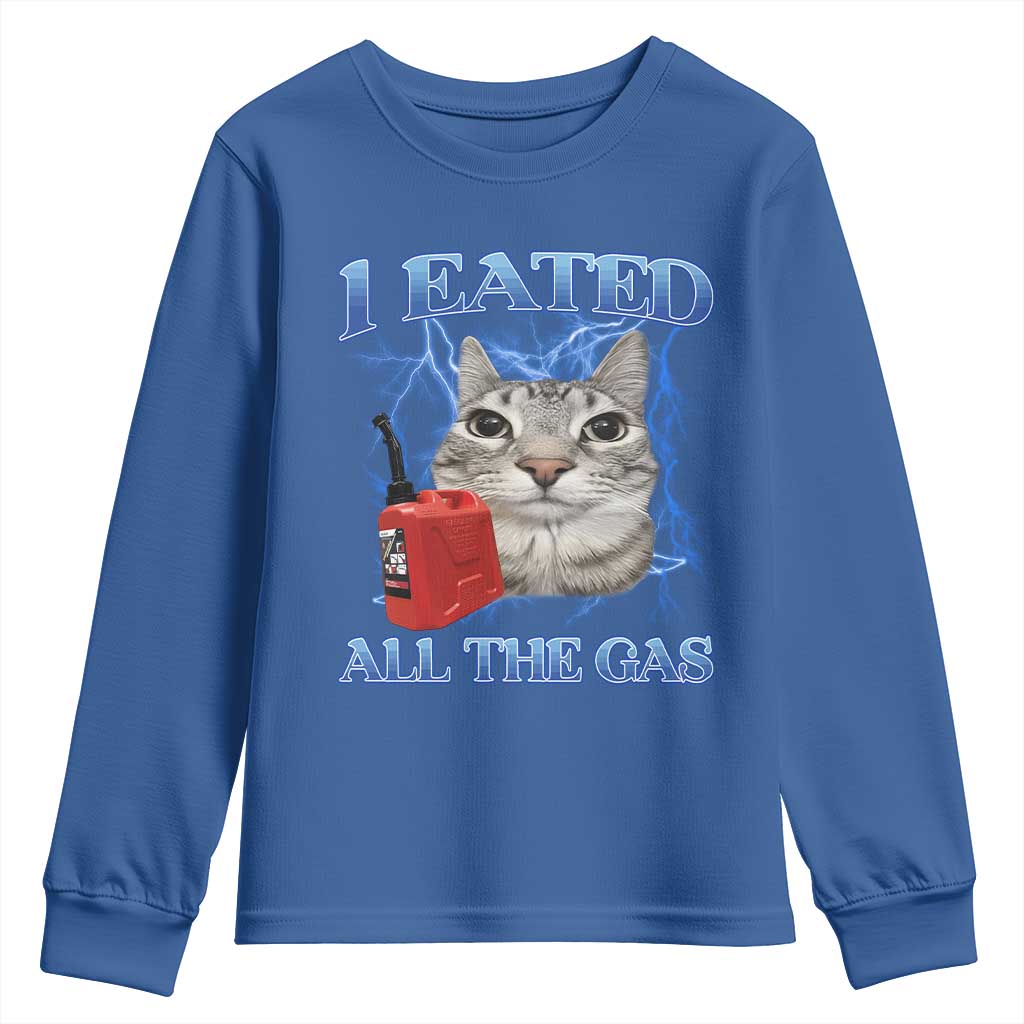 Sarcastic Cat Meme Youth Sweatshirt I Eated All The Gas Gen Z Humor Bootleg - Wonder Print Shop