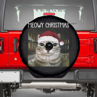 Meowy Christmas Spare Tire Cover Xmas Silly Staring Cat Meme Santa Hat - Wonder Print Shop