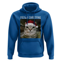 Meowy Christmas Hoodie Xmas Silly Staring Cat Meme Santa Hat - Wonder Print Shop