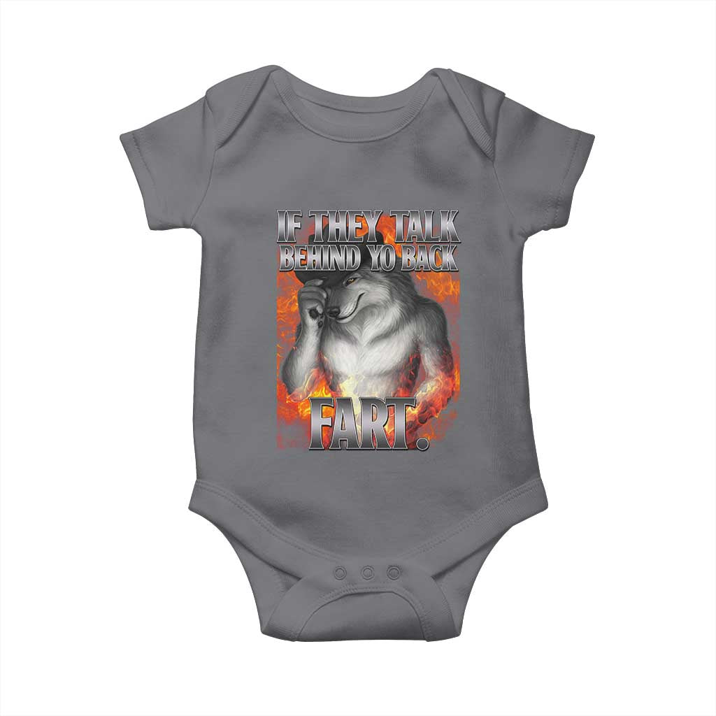Funny Alpha Wolf Baby Onesie Meme If They Talk Behind Your Back Fart Bootleg - Wonder Print Shop