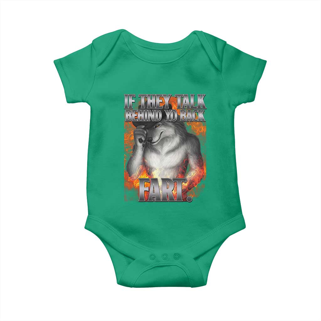 Funny Alpha Wolf Baby Onesie Meme If They Talk Behind Your Back Fart Bootleg - Wonder Print Shop