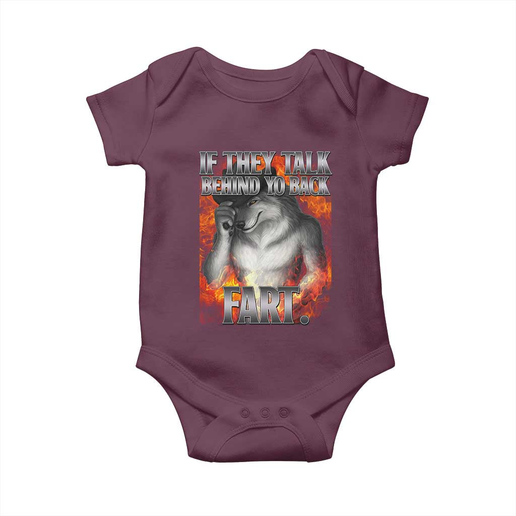 Funny Alpha Wolf Baby Onesie Meme If They Talk Behind Your Back Fart Bootleg - Wonder Print Shop