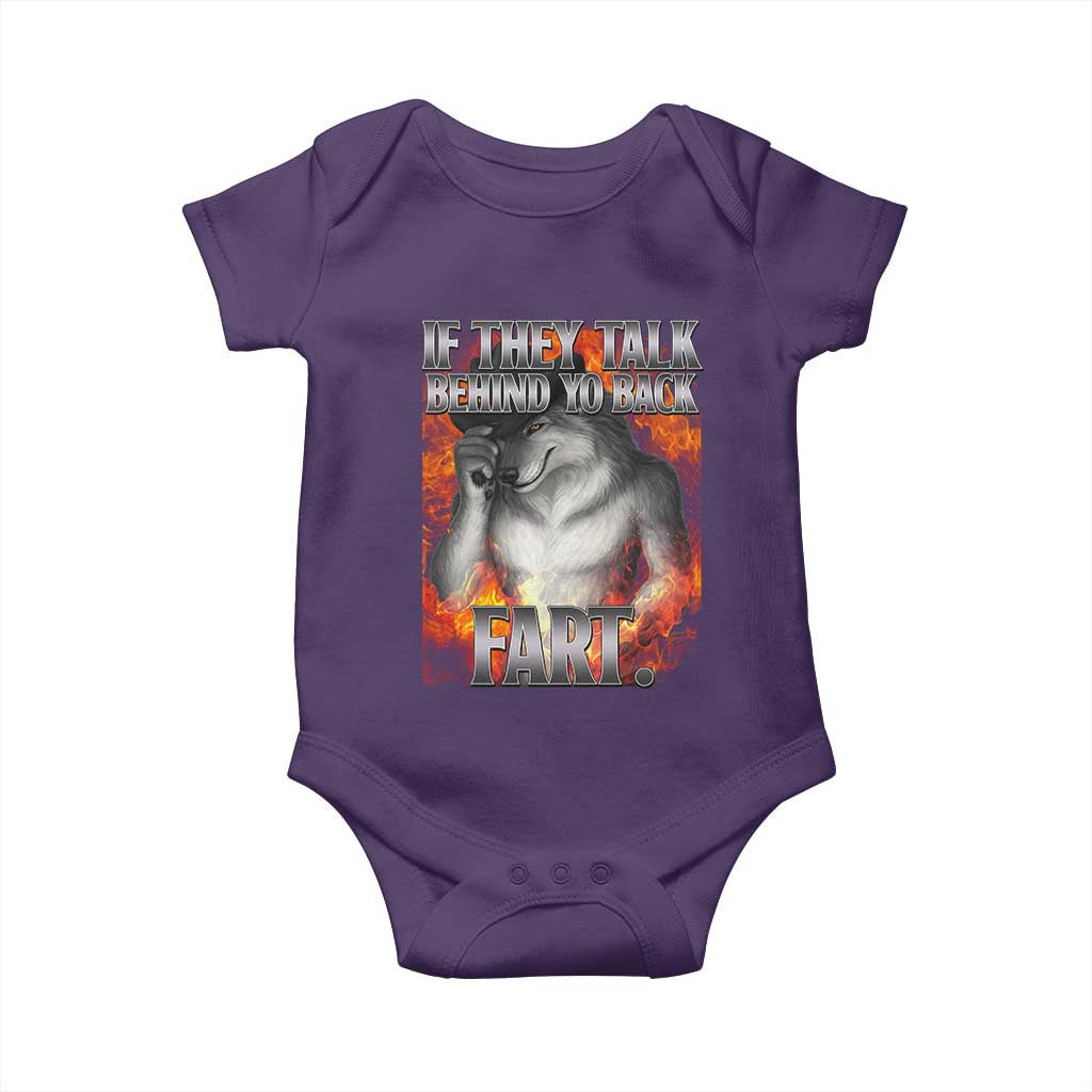 Funny Alpha Wolf Baby Onesie Meme If They Talk Behind Your Back Fart Bootleg - Wonder Print Shop
