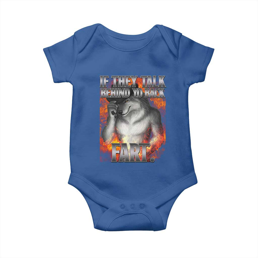 Funny Alpha Wolf Baby Onesie Meme If They Talk Behind Your Back Fart Bootleg - Wonder Print Shop