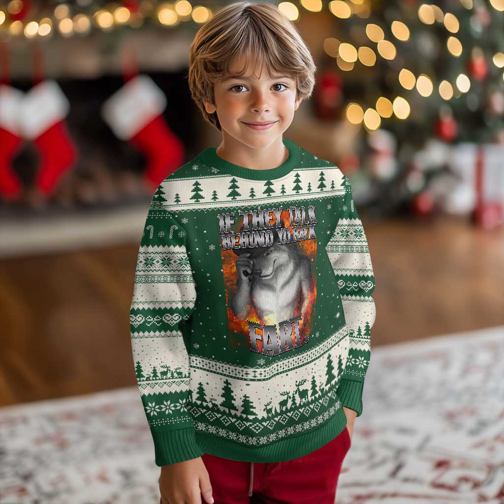 Funny Alpha Wolf Ugly Christmas Sweater Meme If They Talk Behind Your Back Fart Bootleg - Wonder Print Shop