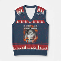 Funny Alpha Wolf V-Neck Knit Sweater Vest Meme If They Talk Behind Your Back Fart Bootleg - Wonder Print Shop
