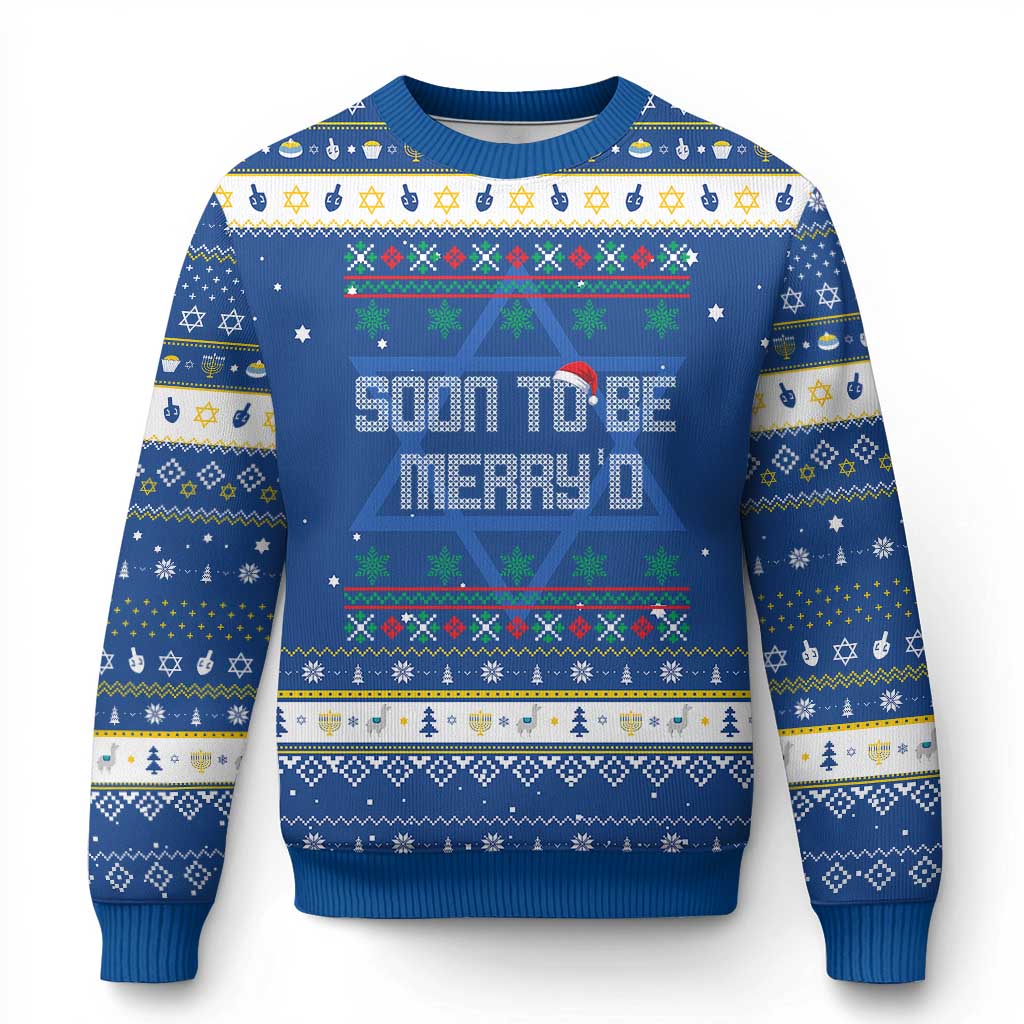 Soon To Be Merry'd Christmas Hanukkah Ugly Sweater Engaged Couple Matching - Wonder Print Shop