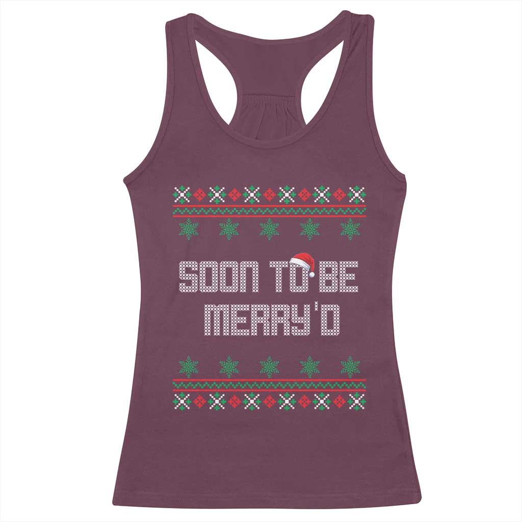 Soon To Be Merry'd Christmas Racerback Tank Top Engaged Couple Matching - Wonder Print Shop
