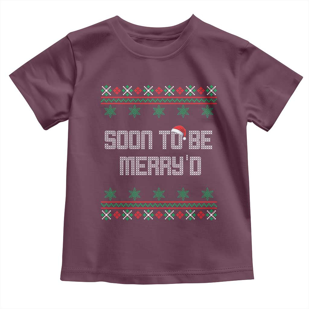 Soon To Be Merry'd Christmas Toddler T Shirt Engaged Couple Matching - Wonder Print Shop