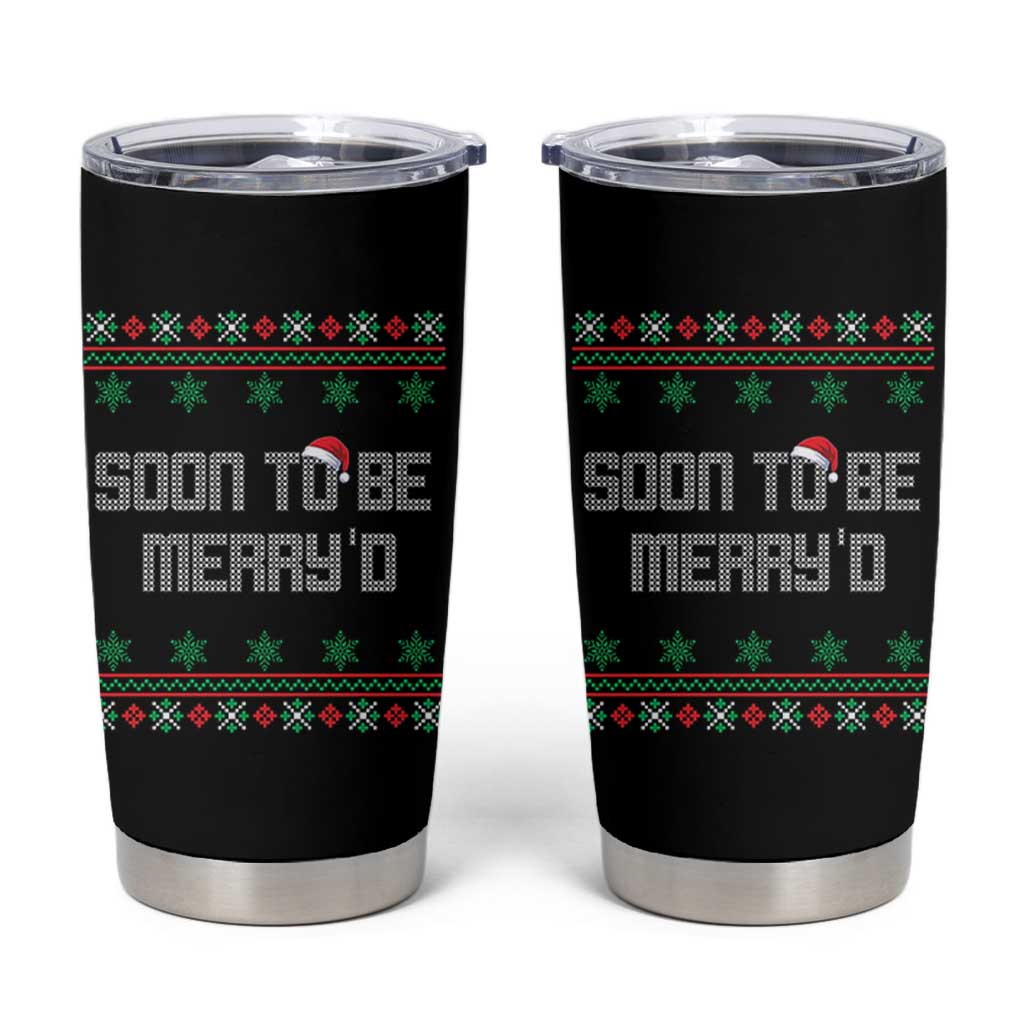 Soon To Be Merry'd Christmas Tumbler Cup Engaged Couple Matching - Wonder Print Shop