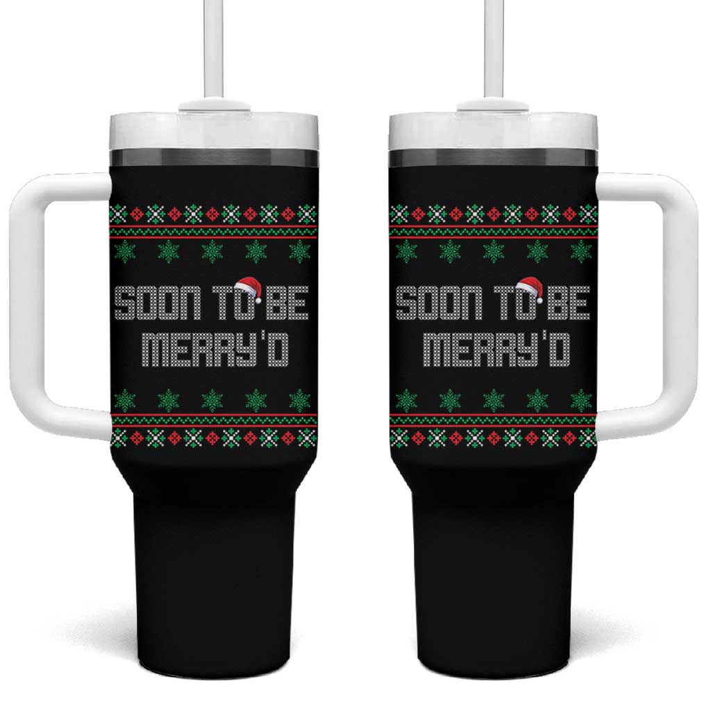 Soon To Be Merry'd Christmas Tumbler With Handle Engaged Couple Matching - Wonder Print Shop