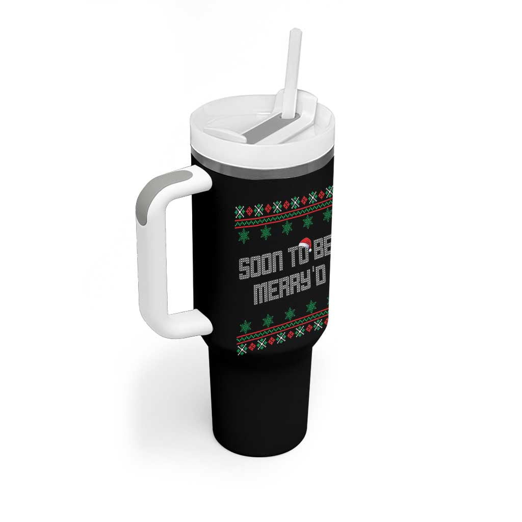 Soon To Be Merry'd Christmas Tumbler With Handle Engaged Couple Matching - Wonder Print Shop