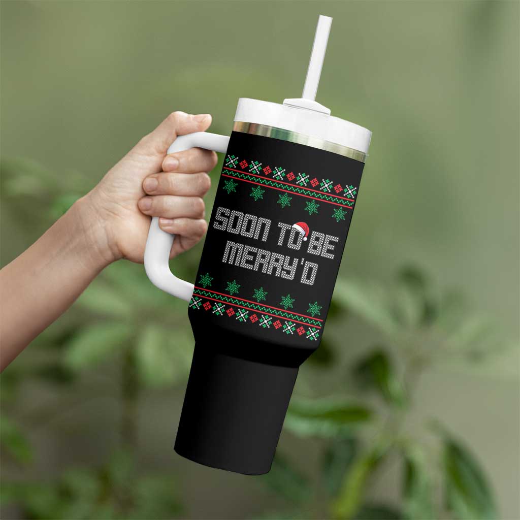Soon To Be Merry'd Christmas Tumbler With Handle Engaged Couple Matching - Wonder Print Shop