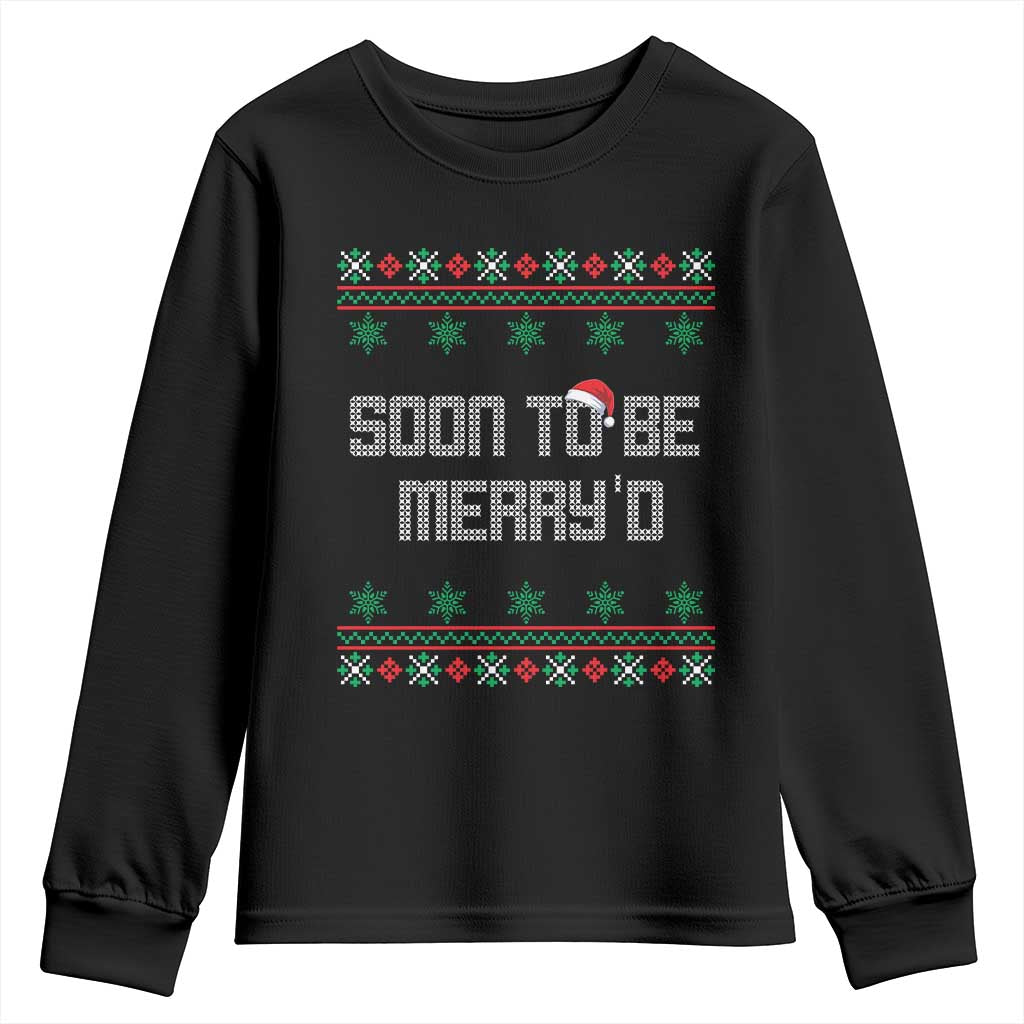 Soon To Be Merry'd Christmas Youth Sweatshirt Engaged Couple Matching - Wonder Print Shop