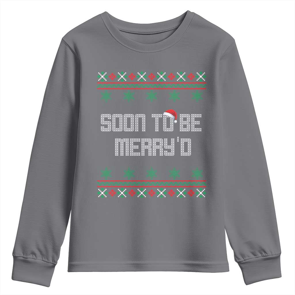 Soon To Be Merry'd Christmas Youth Sweatshirt Engaged Couple Matching - Wonder Print Shop