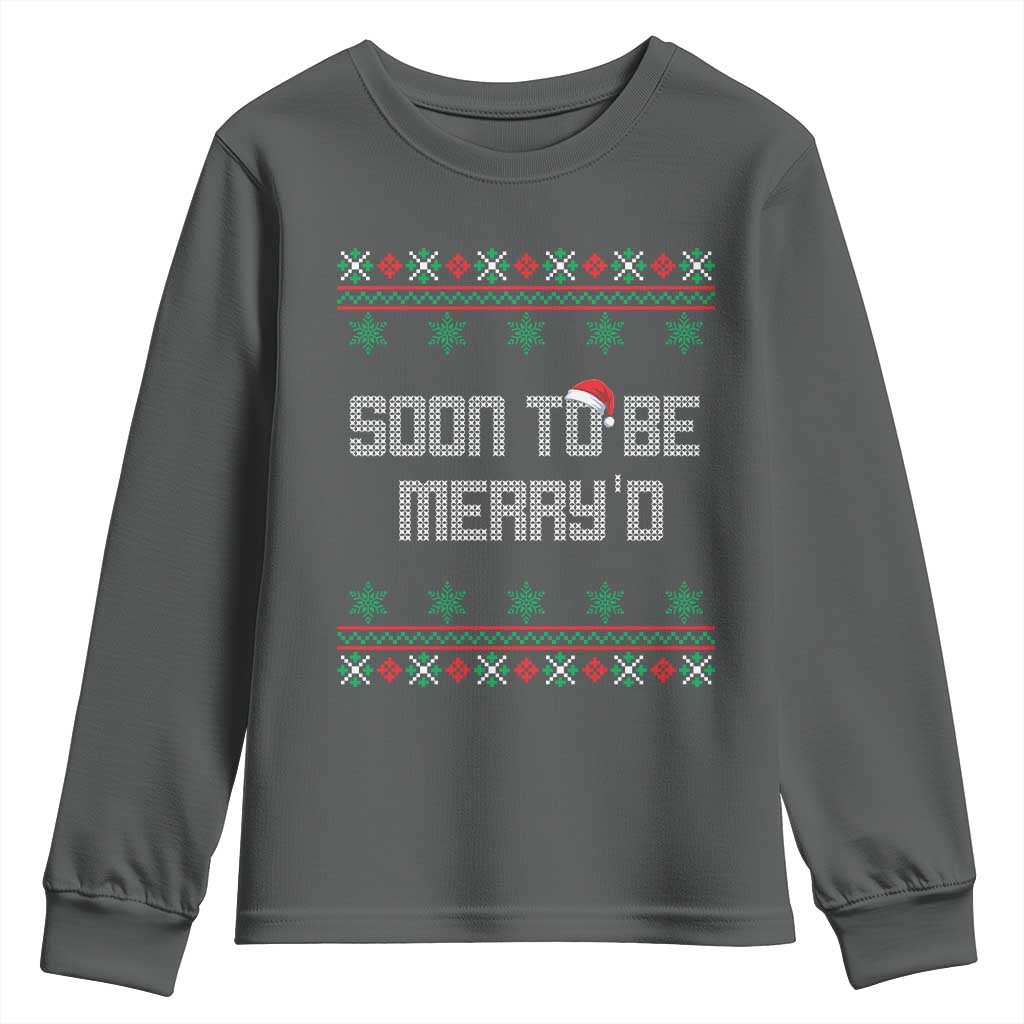 Soon To Be Merry'd Christmas Youth Sweatshirt Engaged Couple Matching - Wonder Print Shop