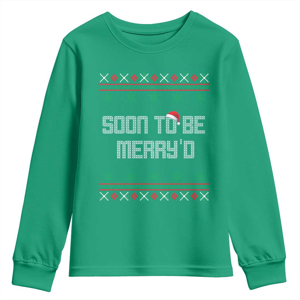 Soon To Be Merry'd Christmas Youth Sweatshirt Engaged Couple Matching - Wonder Print Shop