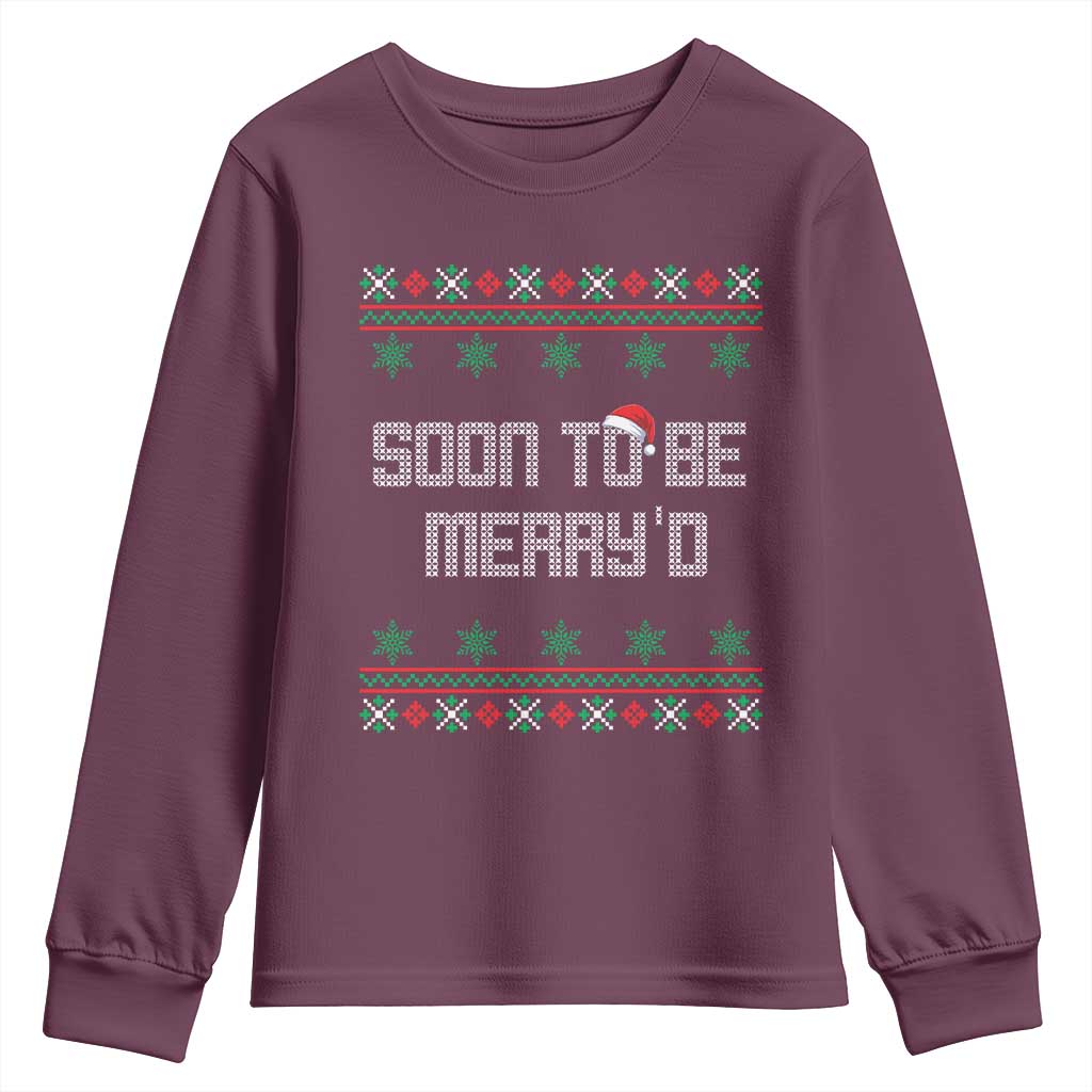 Soon To Be Merry'd Christmas Youth Sweatshirt Engaged Couple Matching - Wonder Print Shop