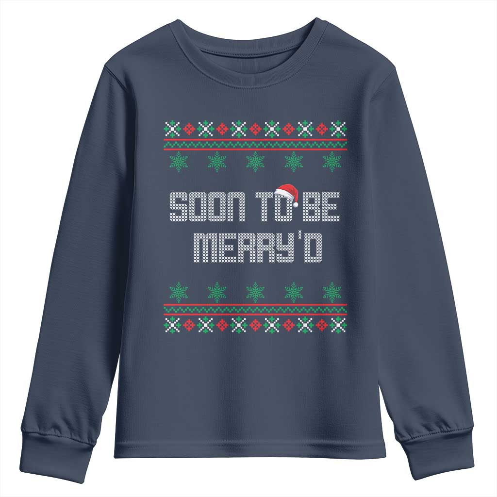 Soon To Be Merry'd Christmas Youth Sweatshirt Engaged Couple Matching - Wonder Print Shop