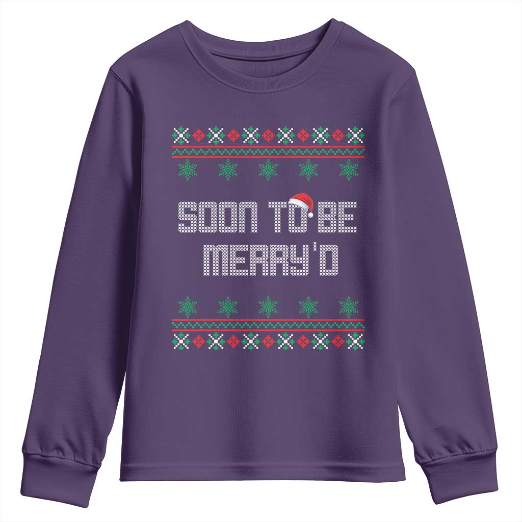 Soon To Be Merry'd Christmas Youth Sweatshirt Engaged Couple Matching - Wonder Print Shop