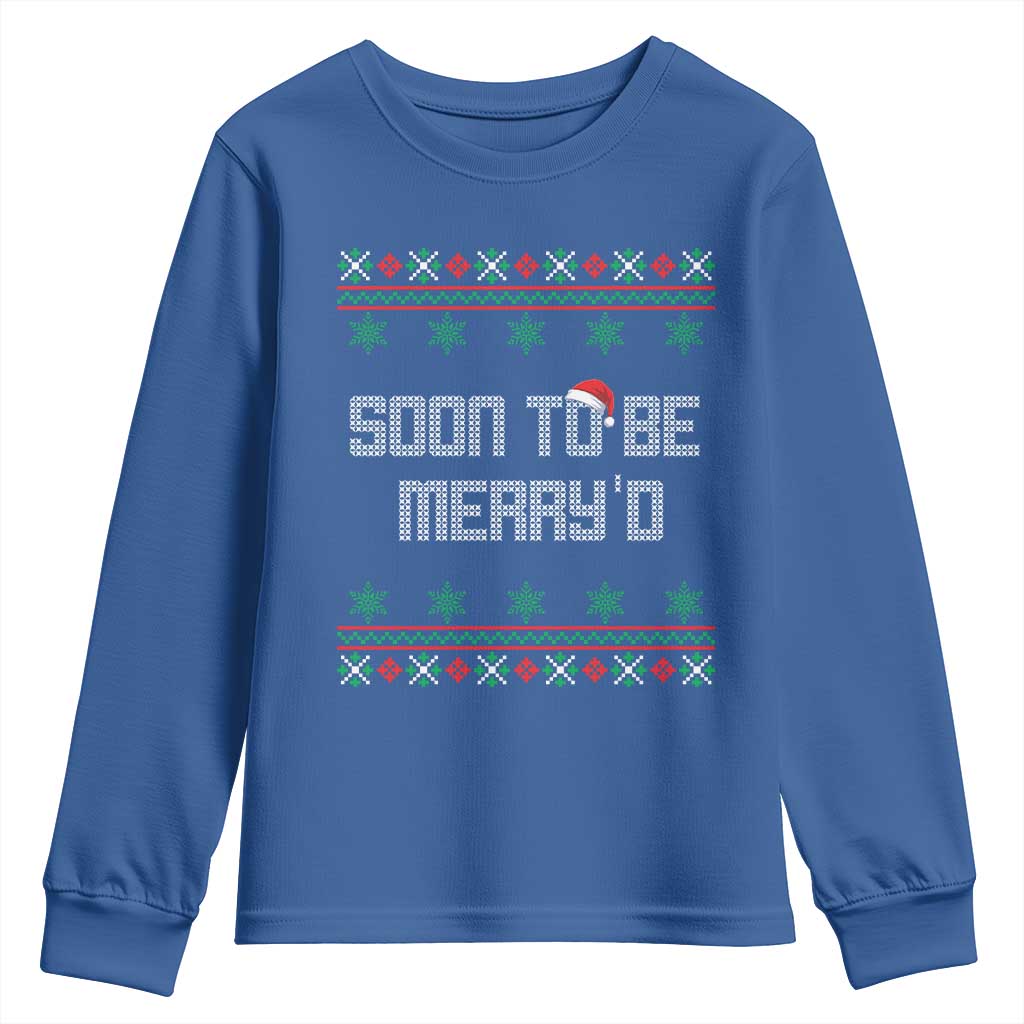 Soon To Be Merry'd Christmas Youth Sweatshirt Engaged Couple Matching - Wonder Print Shop