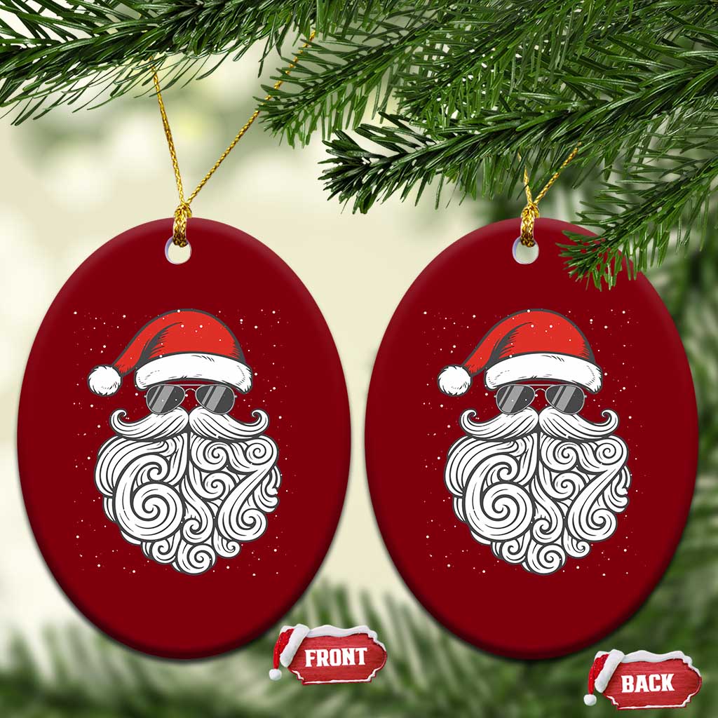 67 Christmas Santa Ceramic Ornament 6 7 Meme Pajamas Holiday Gen Alpha Slang Teen - Wonder Print Shop