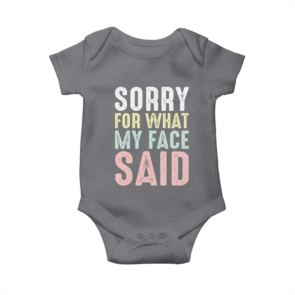 Sorry for What My Face Said Baby Onesie Retro Funny Mood Sarcastic Resting Face - Wonder Print Shop