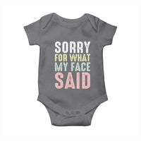 Sorry for What My Face Said Baby Onesie Retro Funny Mood Sarcastic Resting Face - Wonder Print Shop