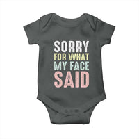Sorry for What My Face Said Baby Onesie Retro Funny Mood Sarcastic Resting Face - Wonder Print Shop