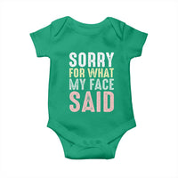 Sorry for What My Face Said Baby Onesie Retro Funny Mood Sarcastic Resting Face - Wonder Print Shop