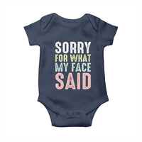 Sorry for What My Face Said Baby Onesie Retro Funny Mood Sarcastic Resting Face - Wonder Print Shop