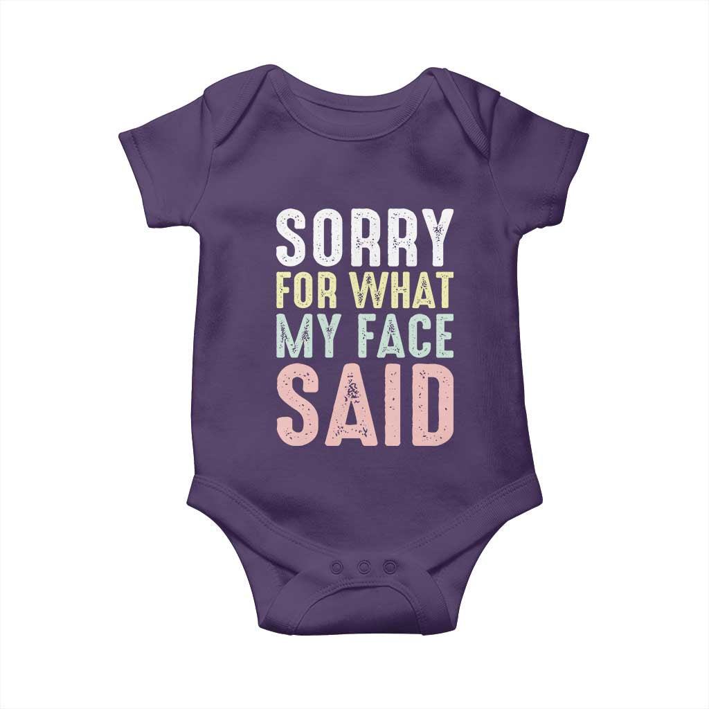 Sorry for What My Face Said Baby Onesie Retro Funny Mood Sarcastic Resting Face - Wonder Print Shop