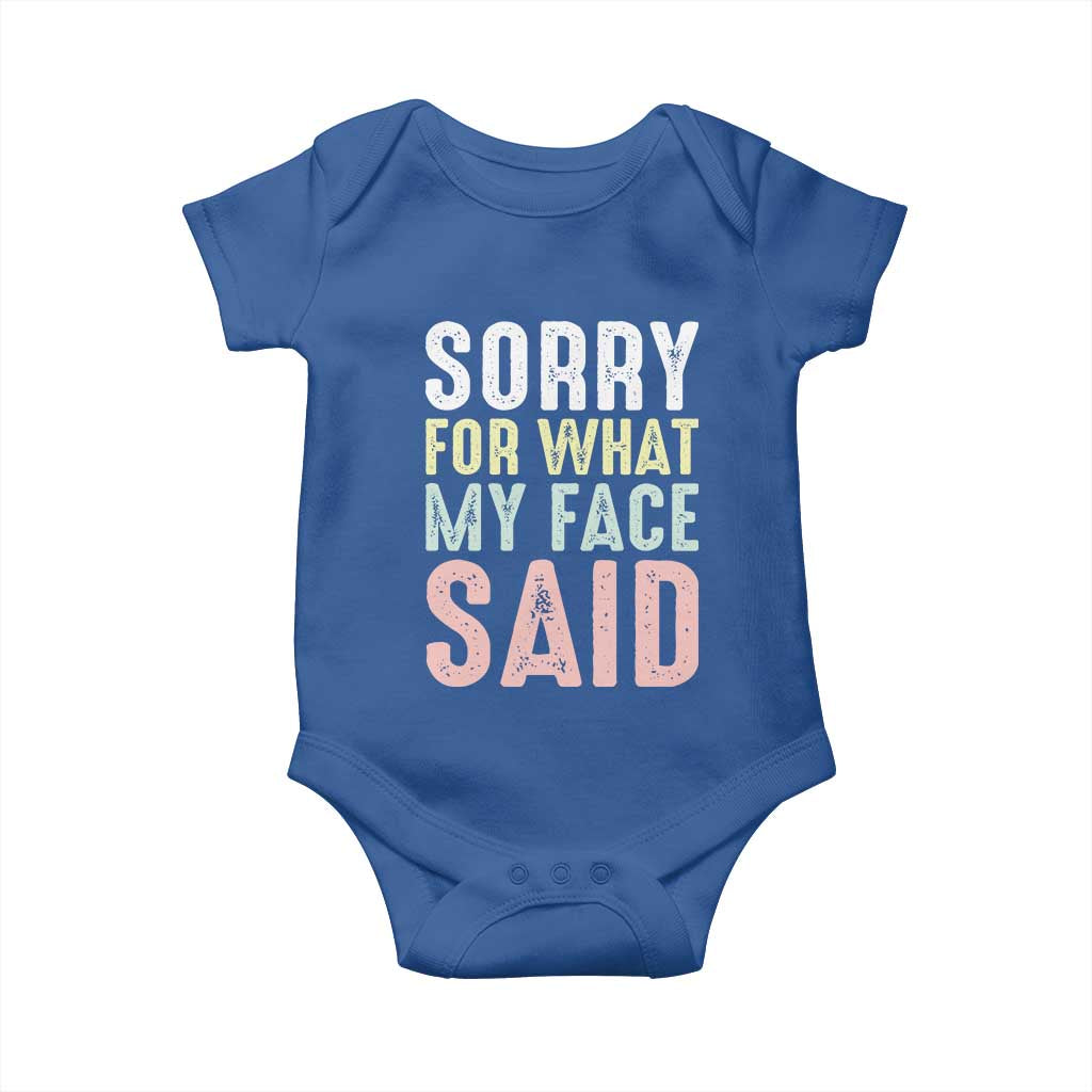 Sorry for What My Face Said Baby Onesie Retro Funny Mood Sarcastic Resting Face - Wonder Print Shop