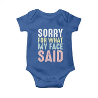 Sorry for What My Face Said Baby Onesie Retro Funny Mood Sarcastic Resting Face - Wonder Print Shop