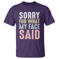 Sorry for What My Face Said T Shirt Retro Funny Mood Sarcastic Resting Face - Wonder Print Shop