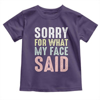 Sorry for What My Face Said Toddler T Shirt Retro Funny Mood Sarcastic Resting Face - Wonder Print Shop